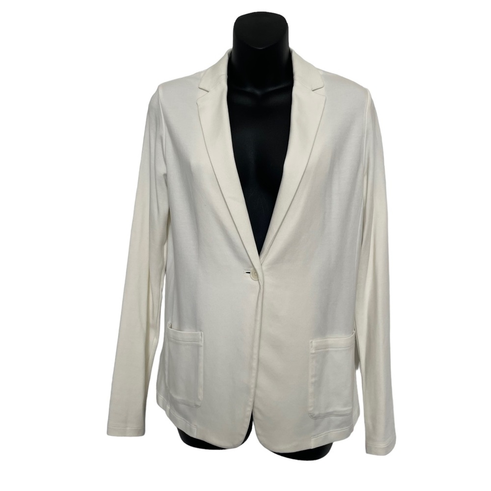 Uniqlo Women's Cream Relaxed Fit Minimalist Blazer/Jacket With Pockets